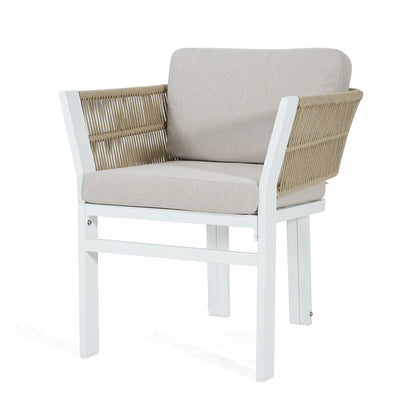 White Aluminum Patio Seating Set for Garden and Poolside
