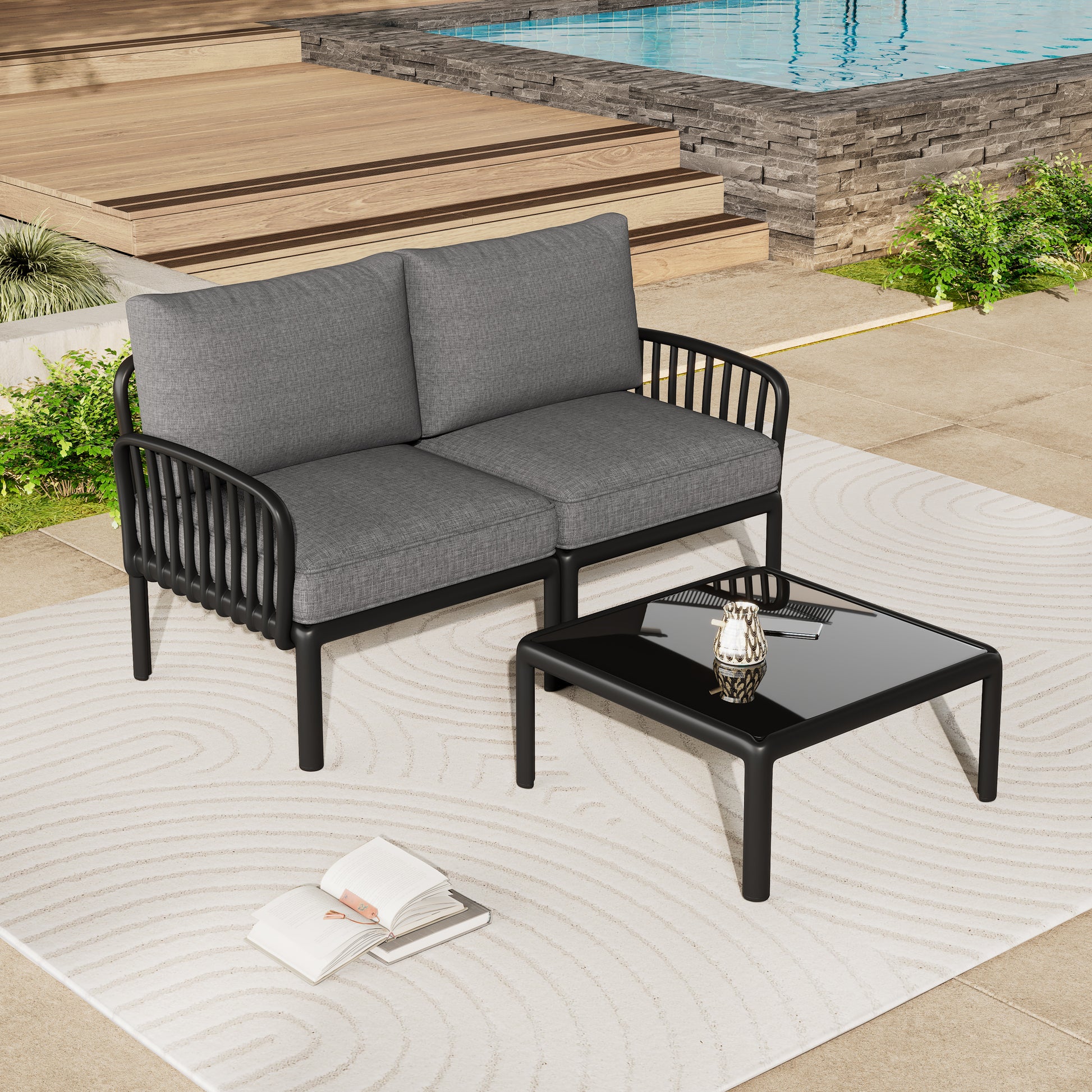 Modern Outdoor Patio Sofa Set with Cushions for Garden & Poolside