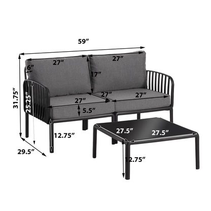 Modern Outdoor Patio Sofa Set with Cushions for Garden & Poolside