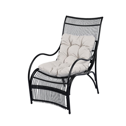 3 Piece Wicker Patio Set - Lounge Chair, Table & Ottoman for Garden Deck