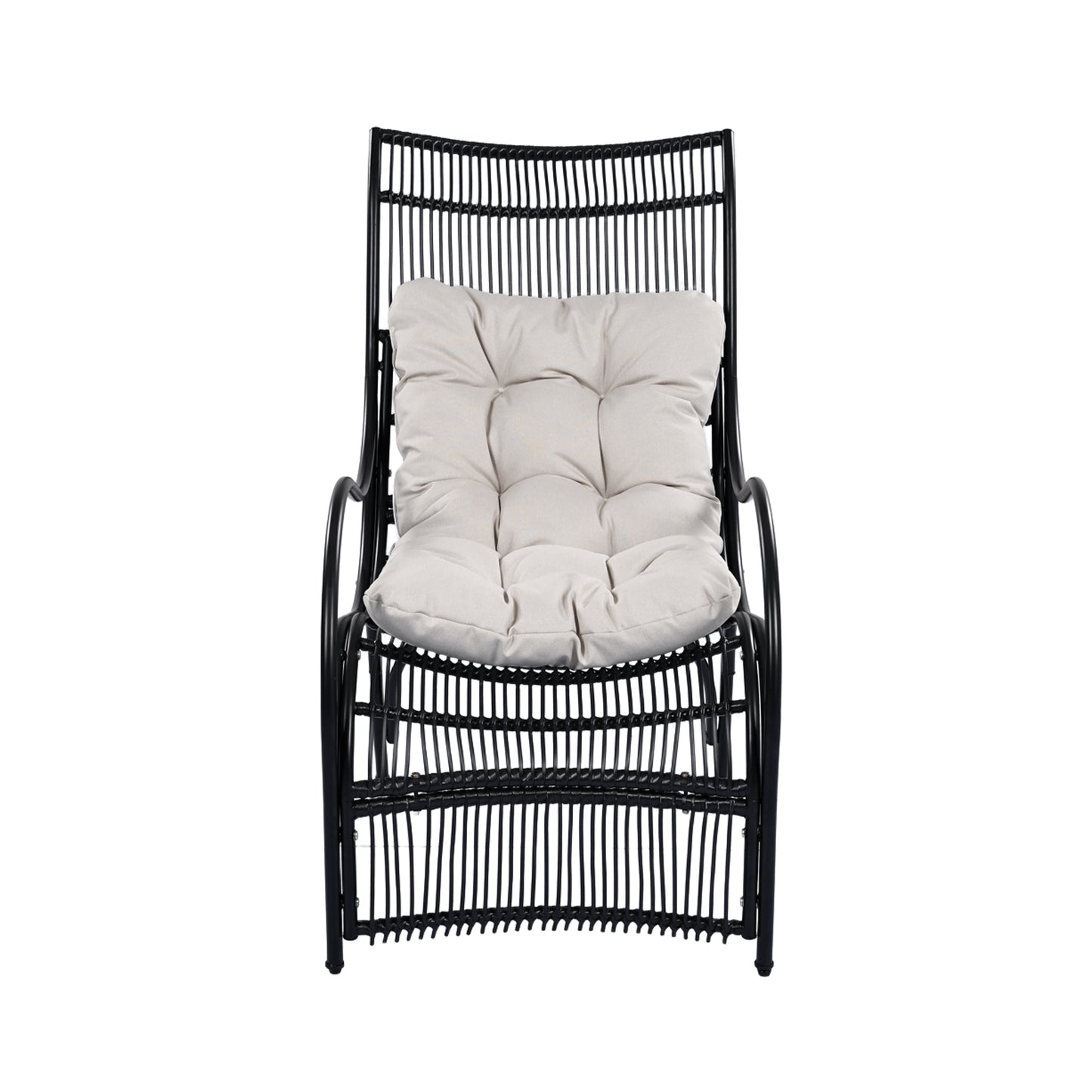 3 Piece Wicker Patio Set - Lounge Chair, Table & Ottoman for Garden Deck