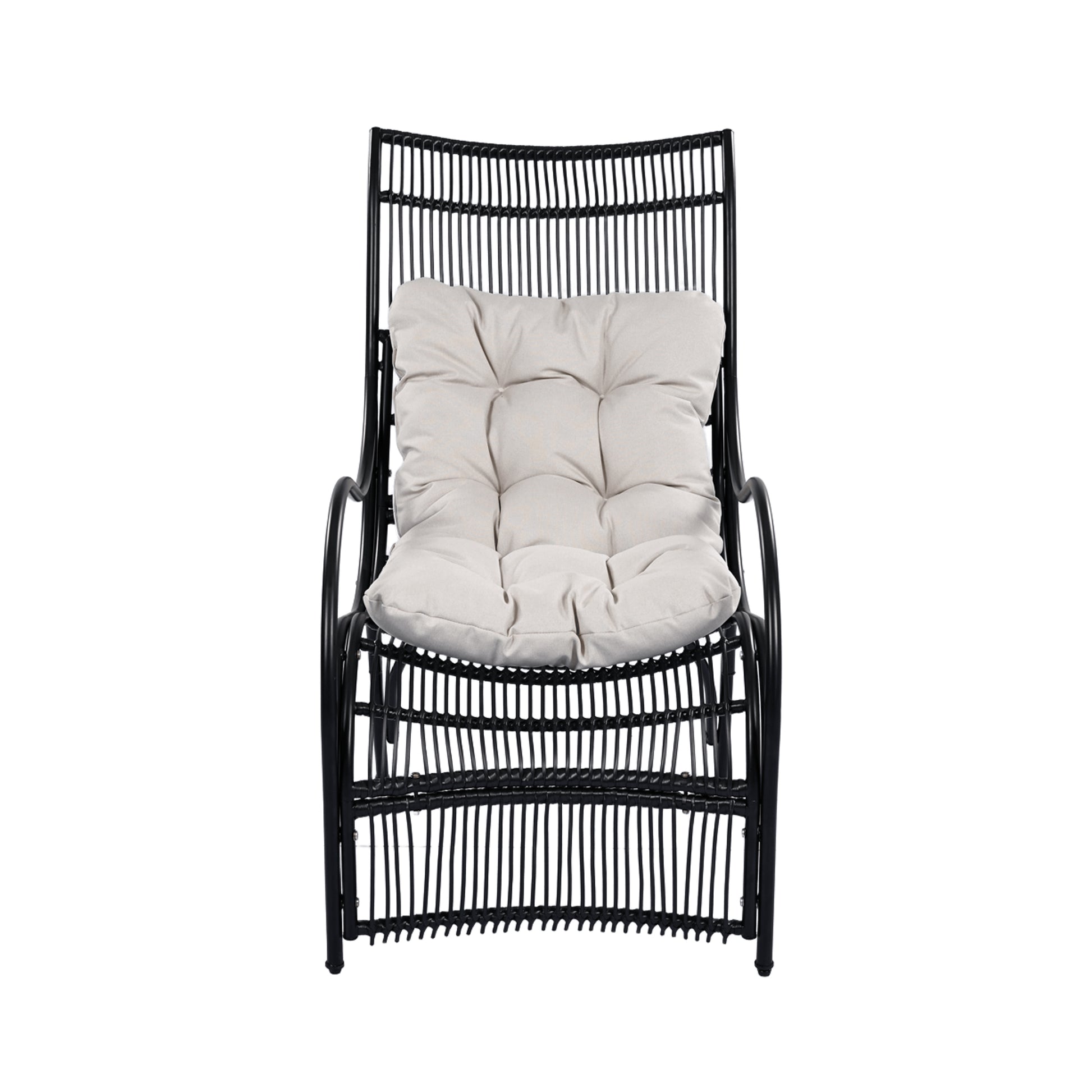 3 Piece Wicker Patio Set - Lounge Chair, Table & Ottoman for Garden Deck