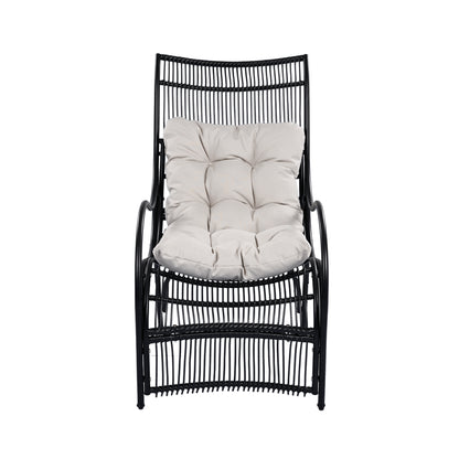 3 Piece Wicker Patio Set - Lounge Chair, Table & Ottoman for Garden Deck