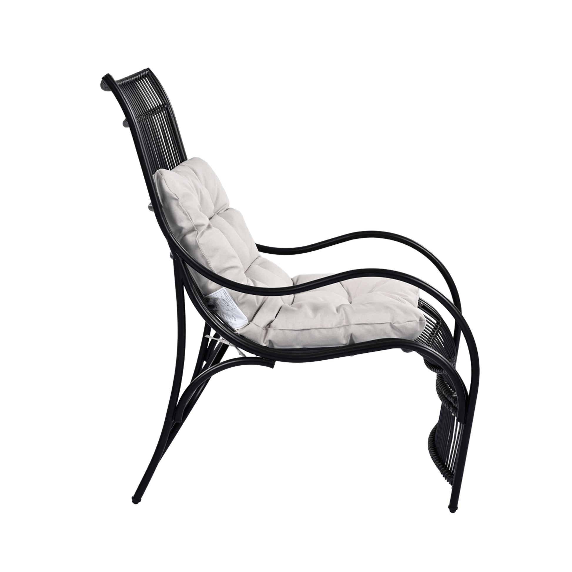 3 Piece Wicker Patio Set - Lounge Chair, Table & Ottoman for Garden Deck