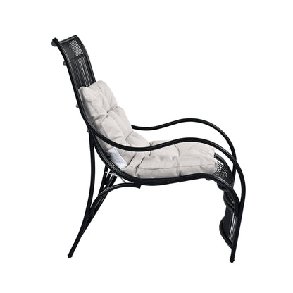 3 Piece Wicker Patio Set - Lounge Chair, Table & Ottoman for Garden Deck