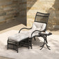 3 Pieces Wicker Outdoor Patio Furniture Set with Lounge Chair, Balcony Chairs Table Set with Cushions, Ottoman, Patio Conversation Sets for Garden ,Deck,and Porch, Black & Beige
