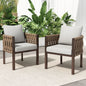 2-Pieces Outdoor Metal Patio Club Chair, Patio Furniture Arm Chair with Cushion, Modern Outdoor Furniture Deep Seating for Porch, Garden, Backyard, Balcony, Brown & Light Grey