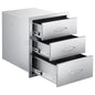 Outdoor Kitchen Drawers 18.11"W x 23.23"D x 23.23"H, Triple-Access Stainless Steel BBQ Drawers with Handles, BBQ Island Drawer for Outdoor Kitchens or Barbeque Island Patio Grill Station