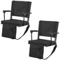 Stadium Seat, Portable Bleacher Seat with Armrest, Back Support and Thick Cushion, Bench Chair for Bleacher Includes Shoulder Strap, Hooks, Cup Holder, Black Football Bleachers Seats, 2PCS