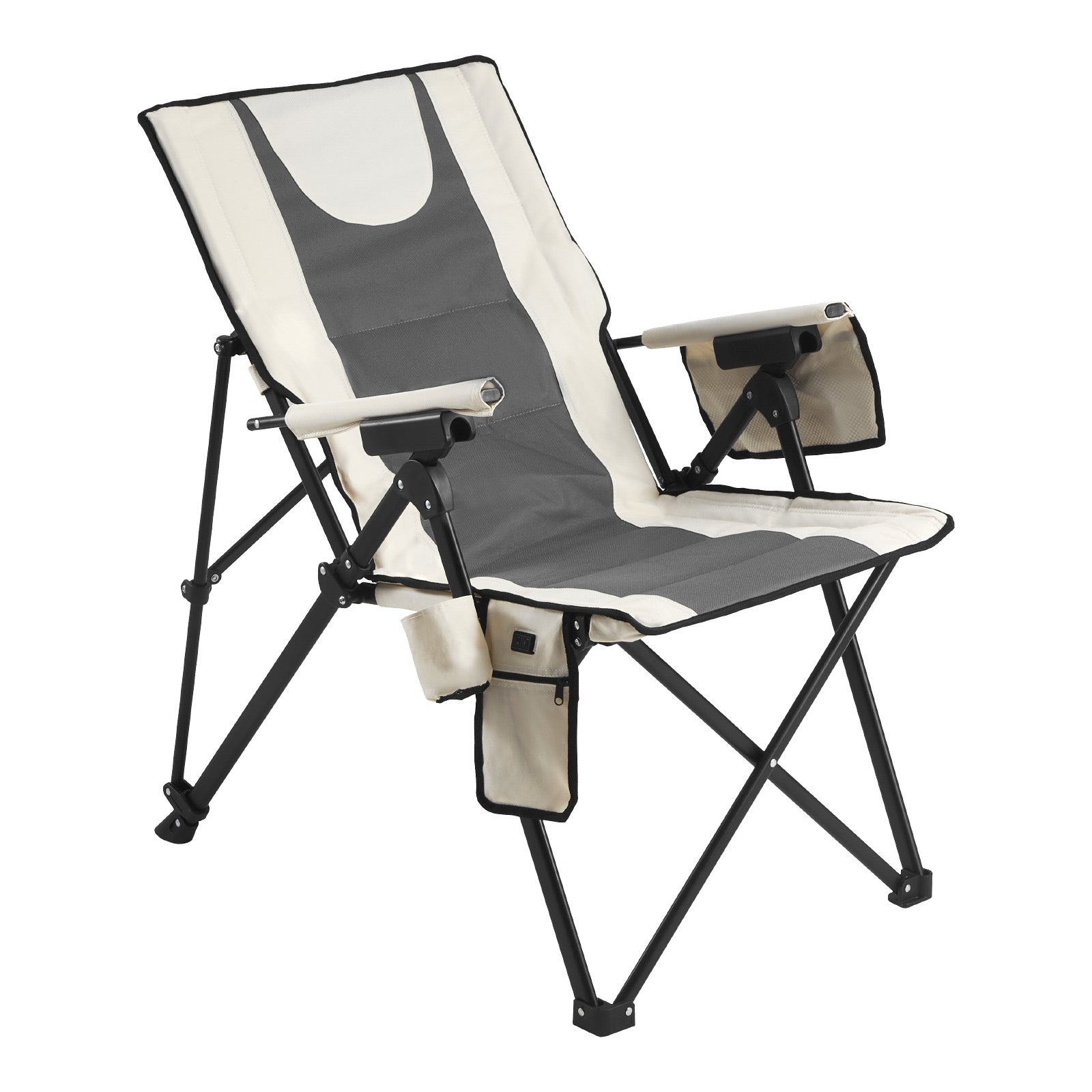 Heated Camping Chair, 3 Heat Settings, High Back Folding Camping Chair, Supports 260lbs, Full Padded Beach Chairs with Armrest & Cupholder, Portable Lawn Chairs for Outdoor Sports Travel