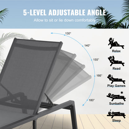 Dark Gray Aluminum Chaise Lounge - Outdoor Patio Seating