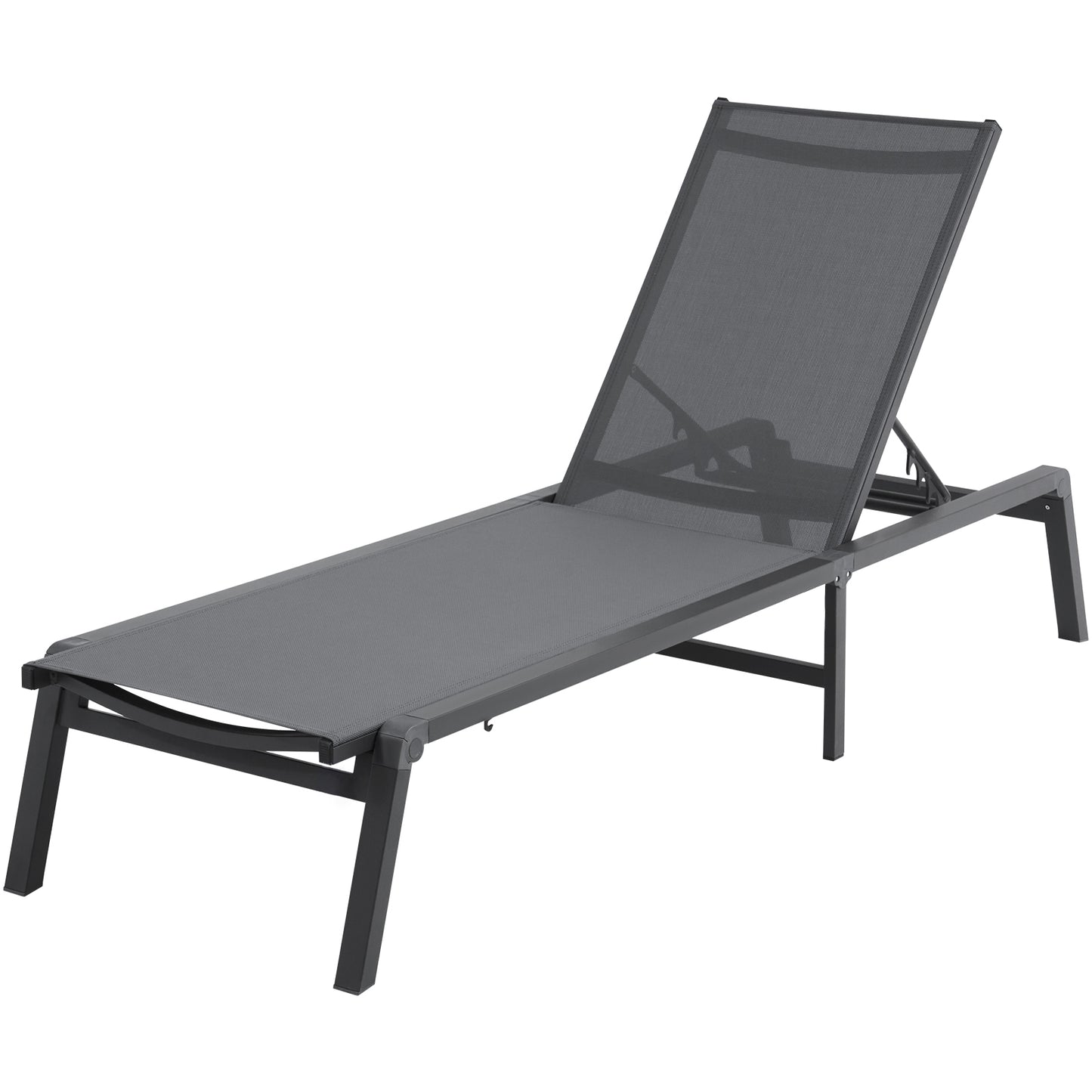 Dark Gray Aluminum Chaise Lounge - Outdoor Patio Seating