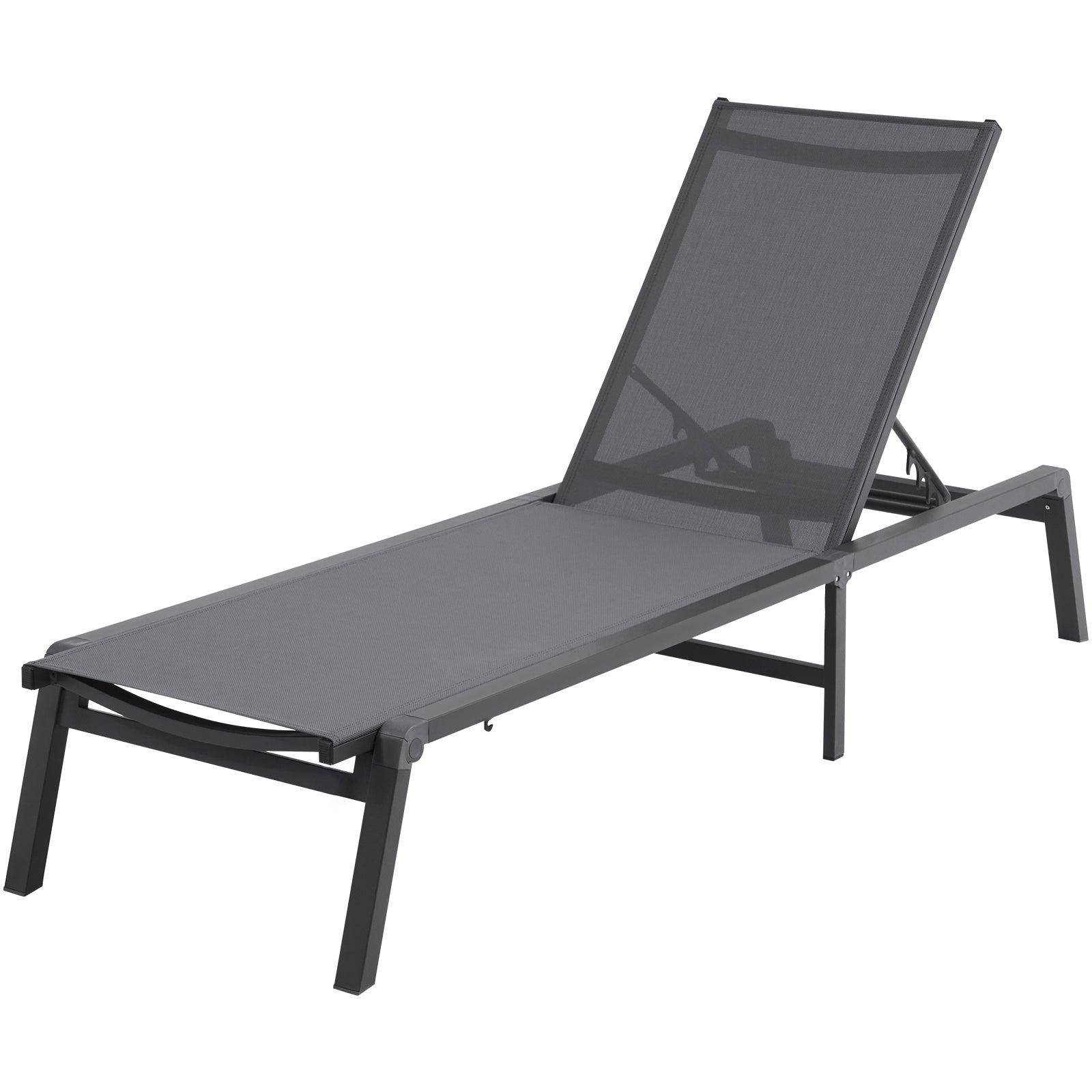 Dark Gray Aluminum Chaise Lounge - Outdoor Patio Seating