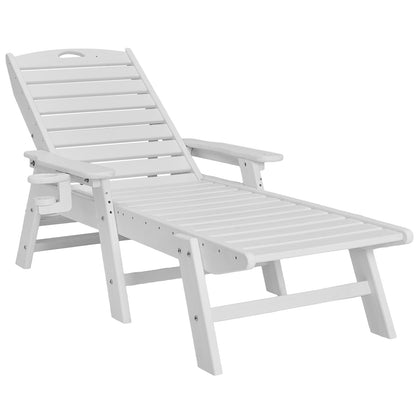 White HDPE Chaise Lounge Chair for Poolside Garden Relaxation