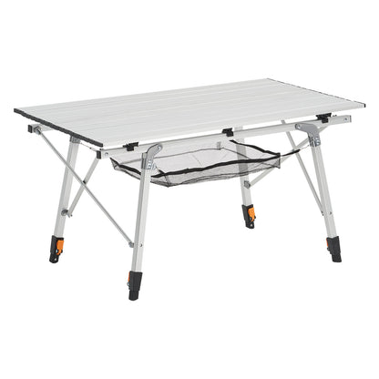 Silver Aluminum Folding Camping Table - 37" Outdoor Picnic Table