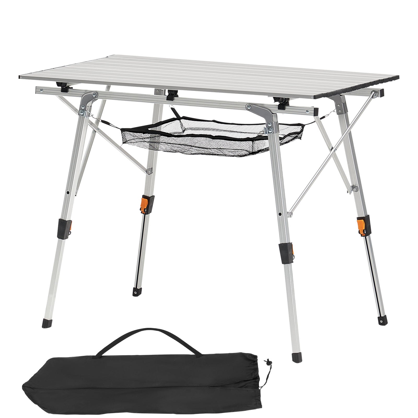 Folding Portable Camping Table Aluminum Outdoor Picnic Roll up Table Mesh Layer