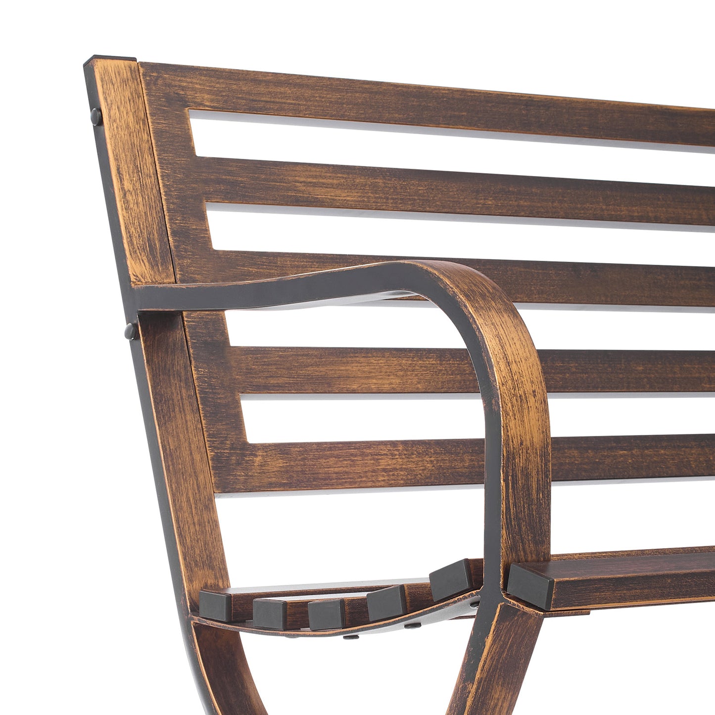 Coppery Metal Outdoor Bench for Porch or Garden Seating