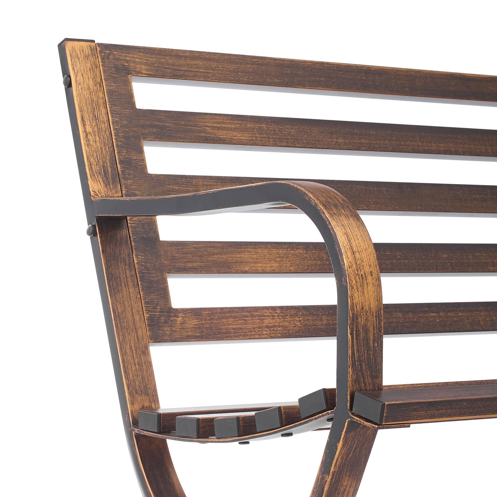 Coppery Metal Outdoor Bench for Porch or Garden Seating