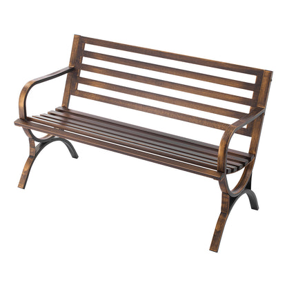 Coppery Metal Outdoor Bench for Porch or Garden Seating