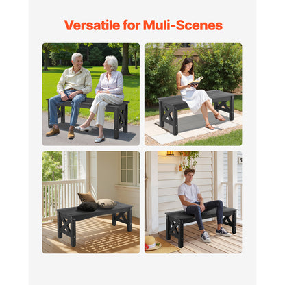 Outdoor Bench Patio Bench 48" Weatherproof Plastic Black