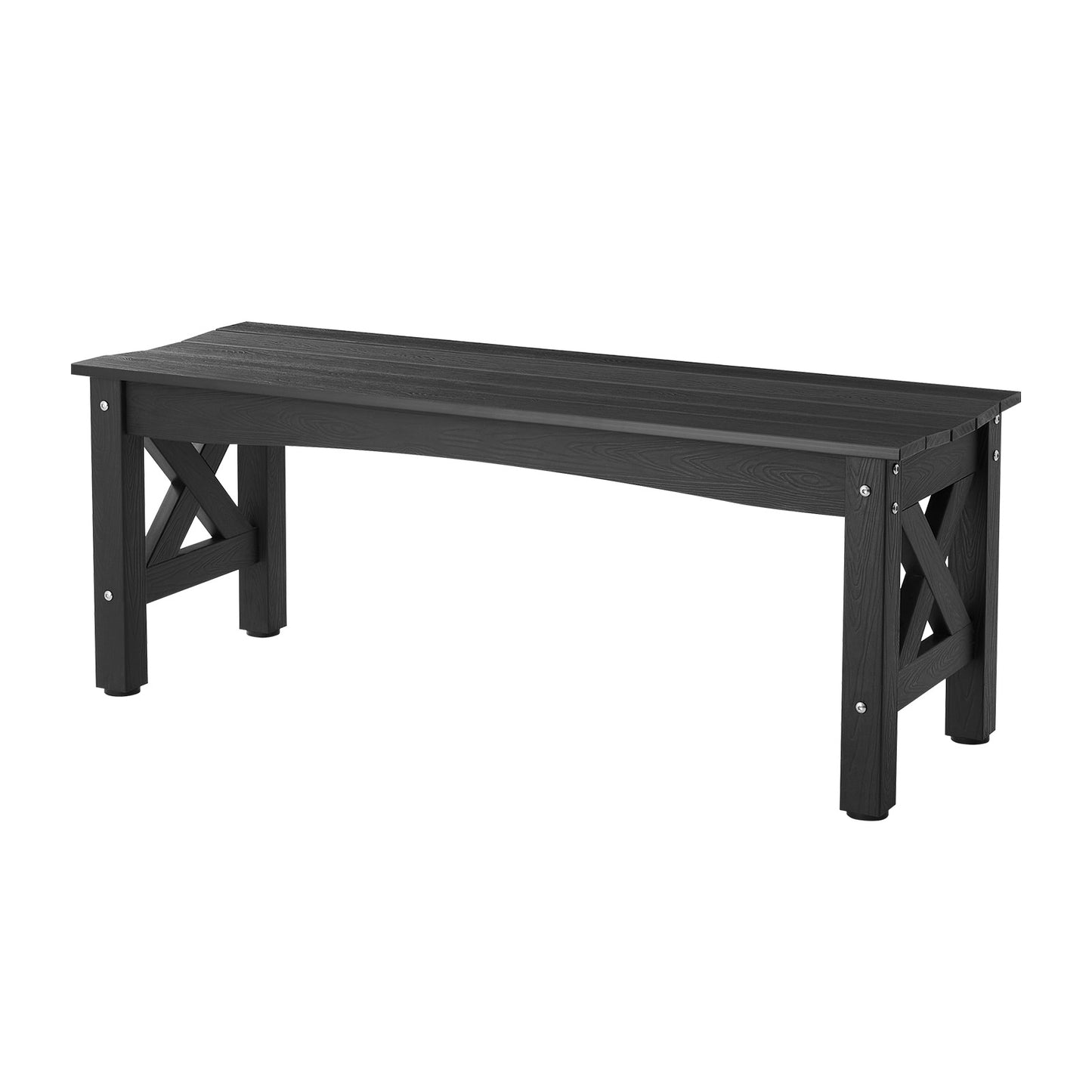 Outdoor Bench Patio Bench 48" Weatherproof Plastic Black