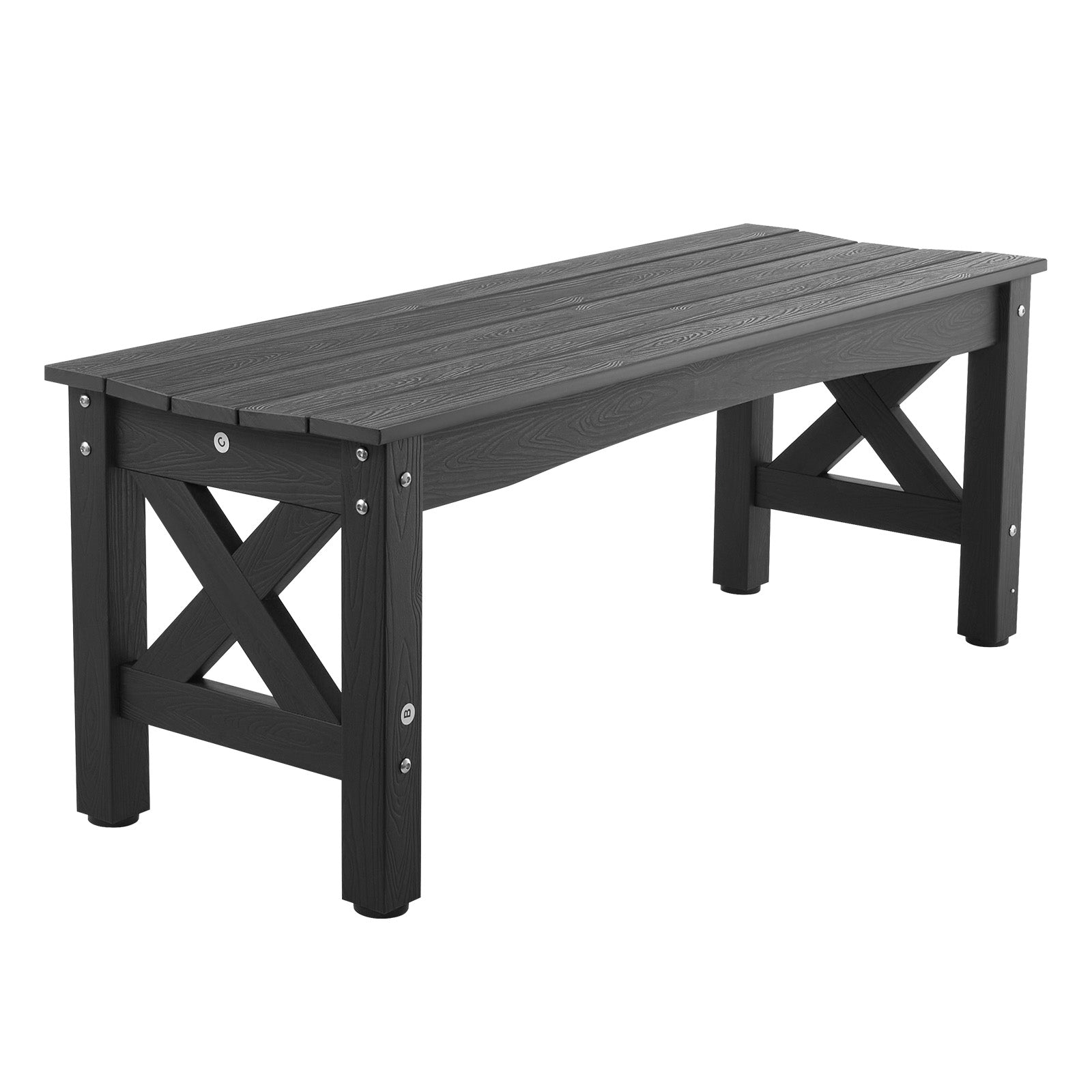 Outdoor Bench Patio Bench 48" Weatherproof Plastic Black