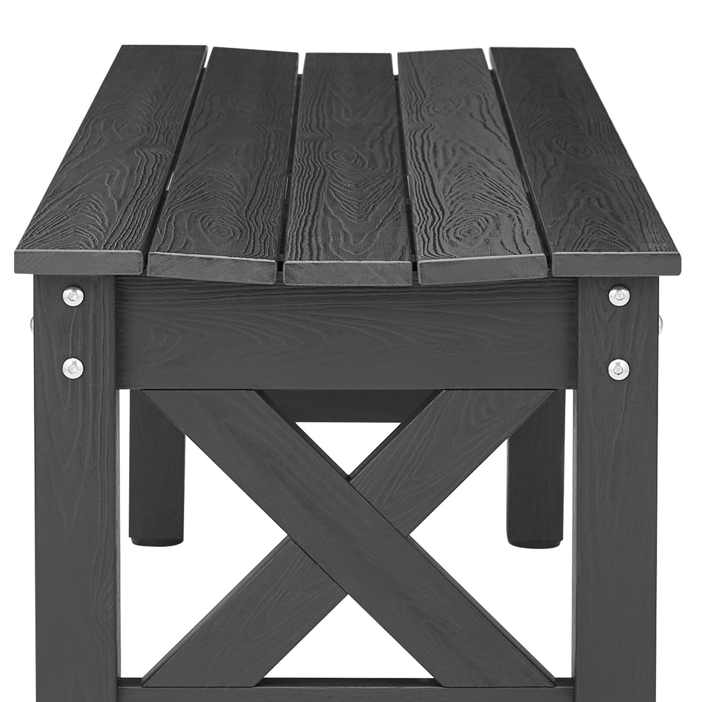 Outdoor Bench Patio Bench 48" Weatherproof Plastic Black