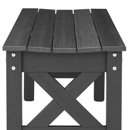 Outdoor Bench Patio Bench 48" Weatherproof Plastic Black