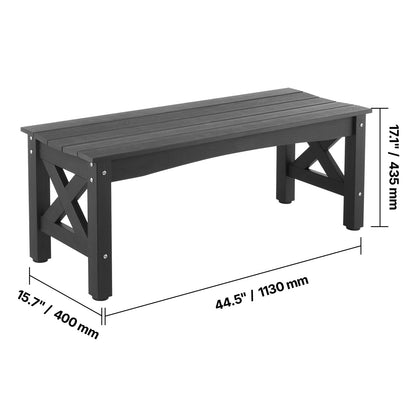 Outdoor Bench Patio Bench 48" Weatherproof Plastic Black
