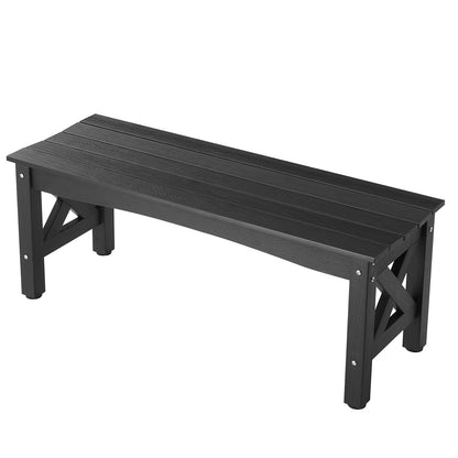 Outdoor Bench Patio Bench 44.5 inch Weatherproof Plastic 600 lbs Black
