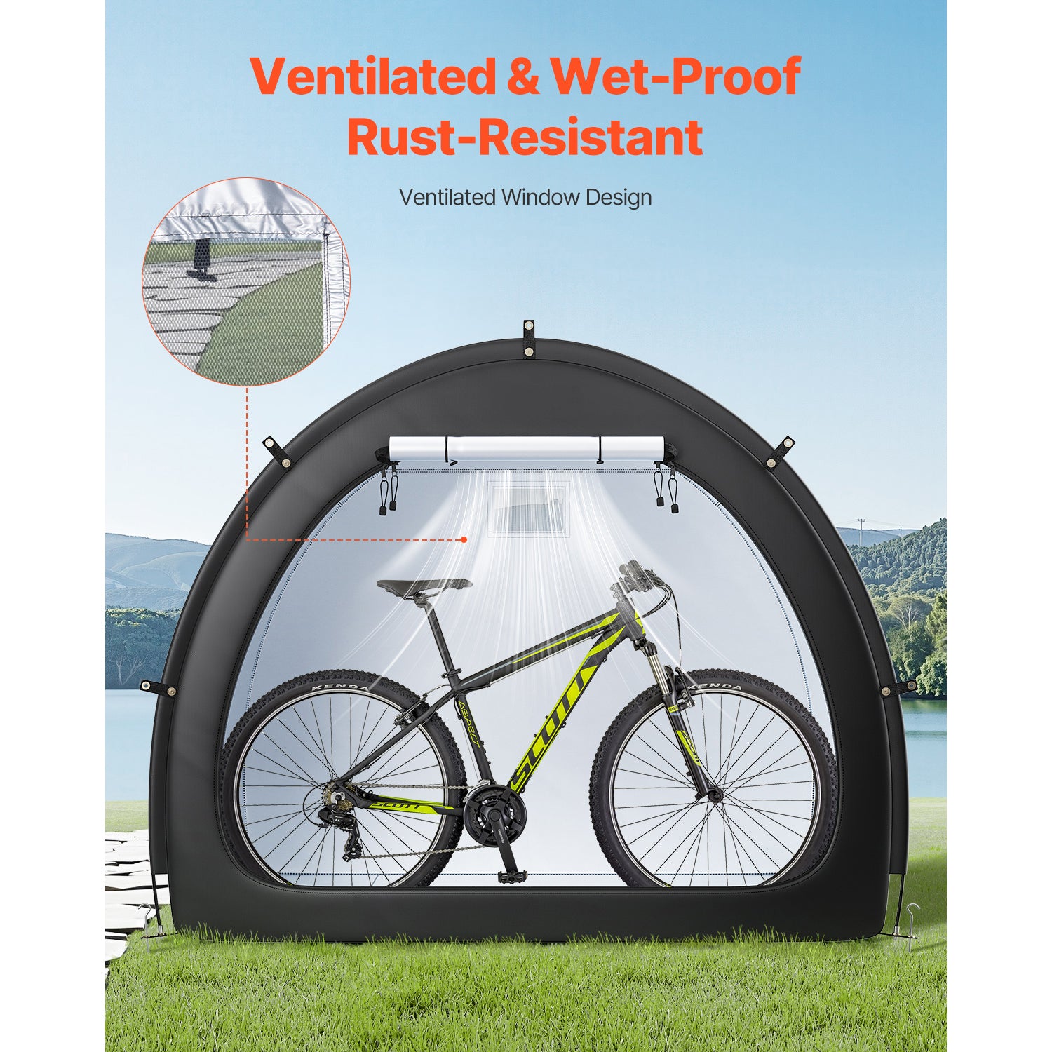 Black Oxford Bike Tent - 5 Bike Storage Carport