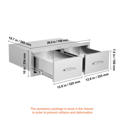 Stainless Steel BBQ Drawers - 29.5" Outdoor Kitchen Drawer