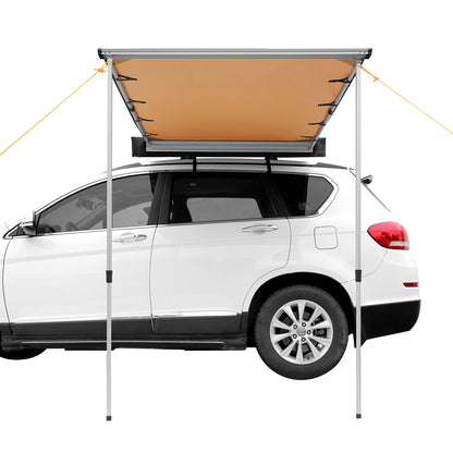 Large 6.6' x 8.2' Car Side Awning - Beige Aluminum Shade