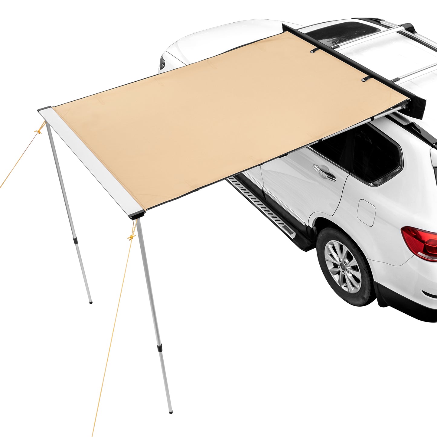 Large 6.6' x 8.2' Car Side Awning - Beige Aluminum Shade