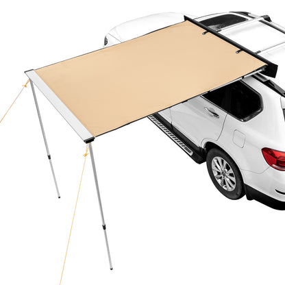 Large 6.6' x 8.2' Car Side Awning - Beige Aluminum Shade