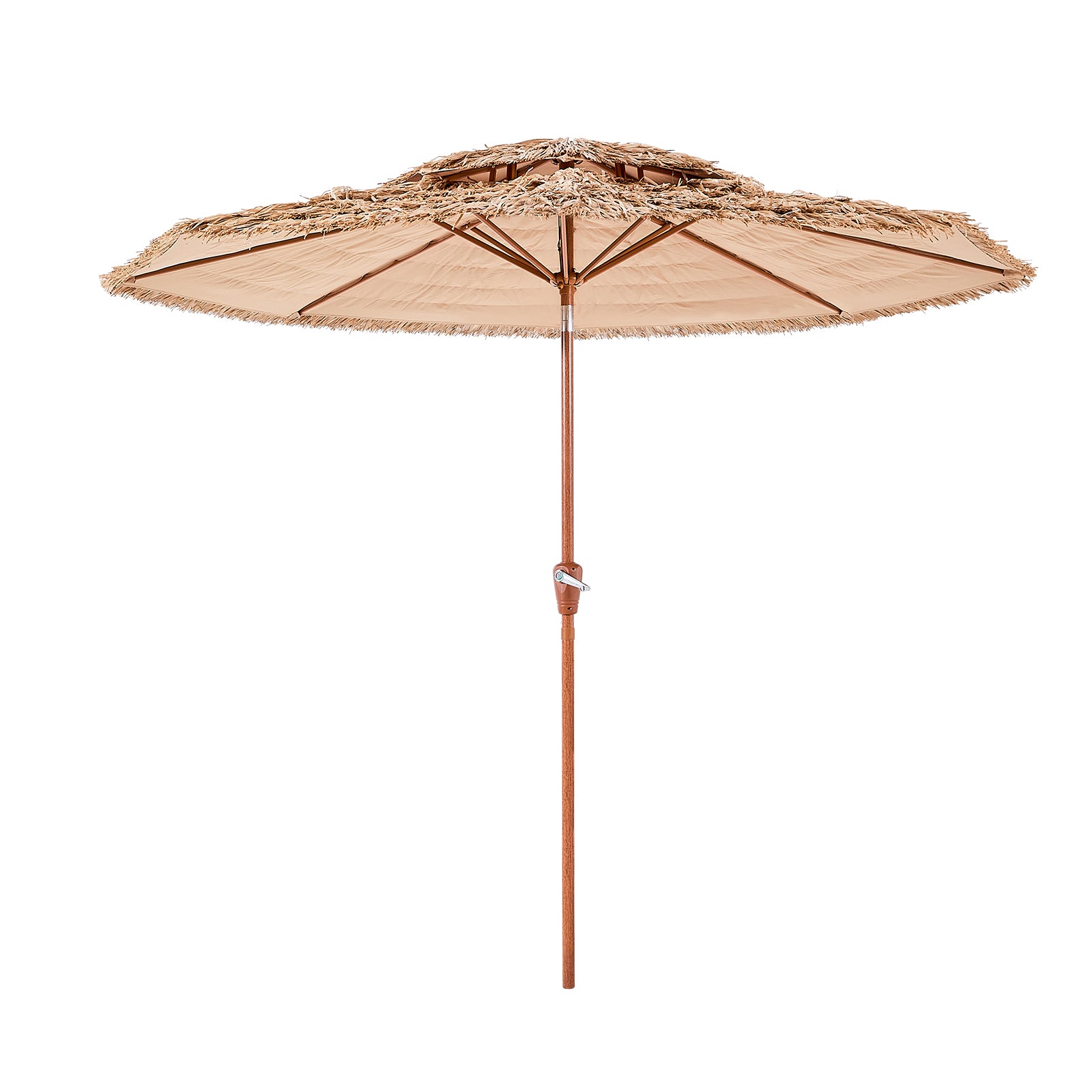 9 ft Natural Polypropylene Tiki Umbrella for Poolside Garden Shade