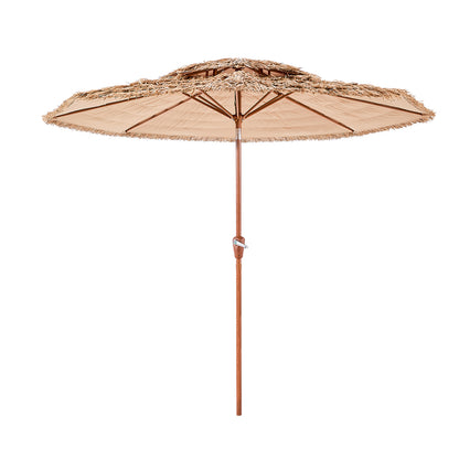 9 ft Natural Polypropylene Tiki Umbrella for Poolside Garden Shade