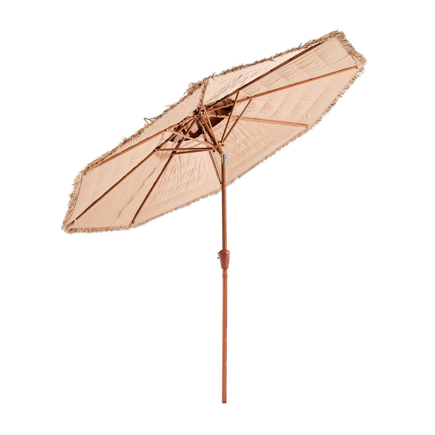 9 ft Natural Polypropylene Tiki Umbrella for Poolside Garden Shade