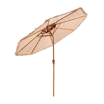 9 ft Natural Polypropylene Tiki Umbrella for Poolside Garden Shade