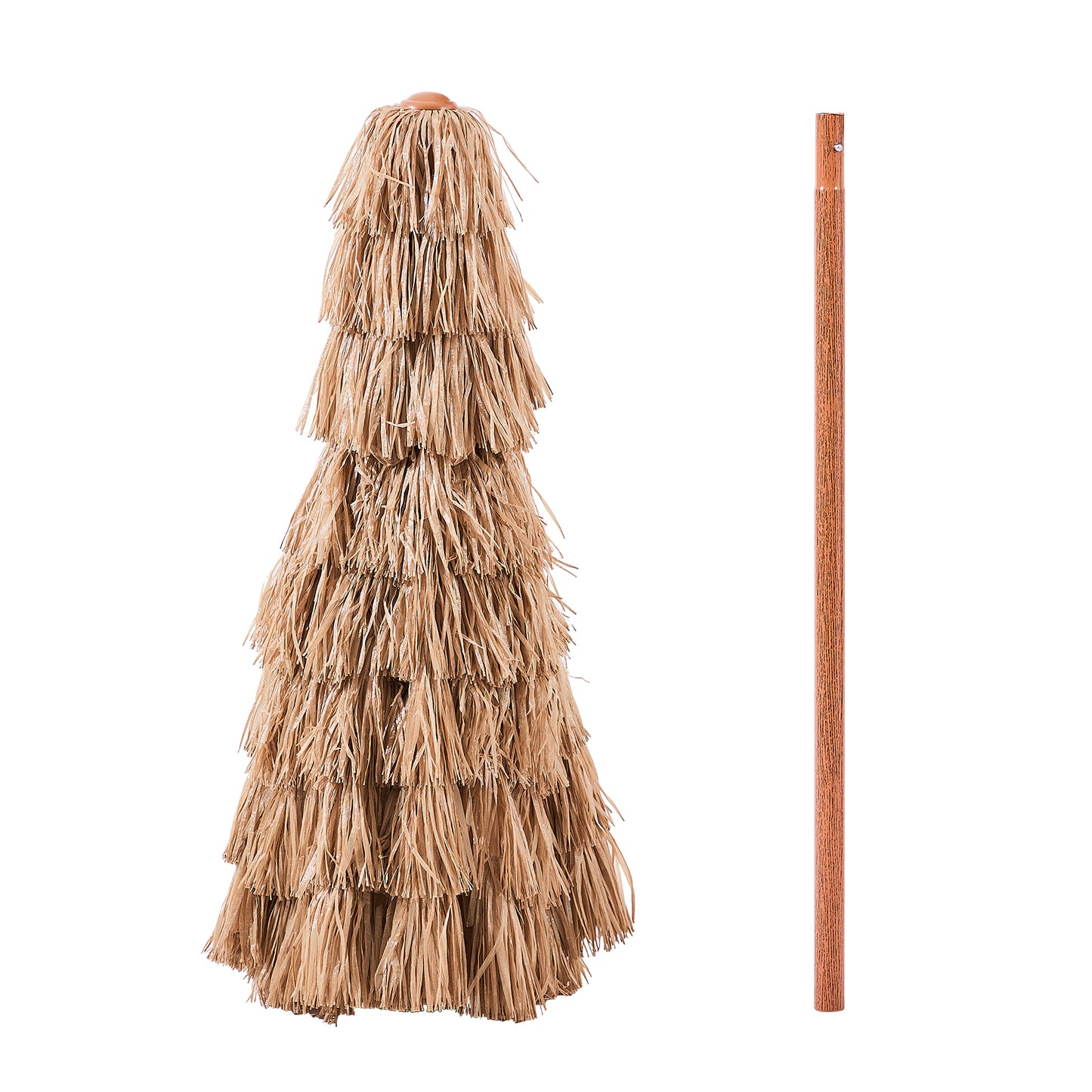 9 ft Natural Polypropylene Tiki Umbrella for Poolside Garden Shade
