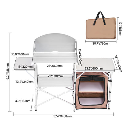 Brown Steel Outdoor Garden Table with Storage for Patio Dining