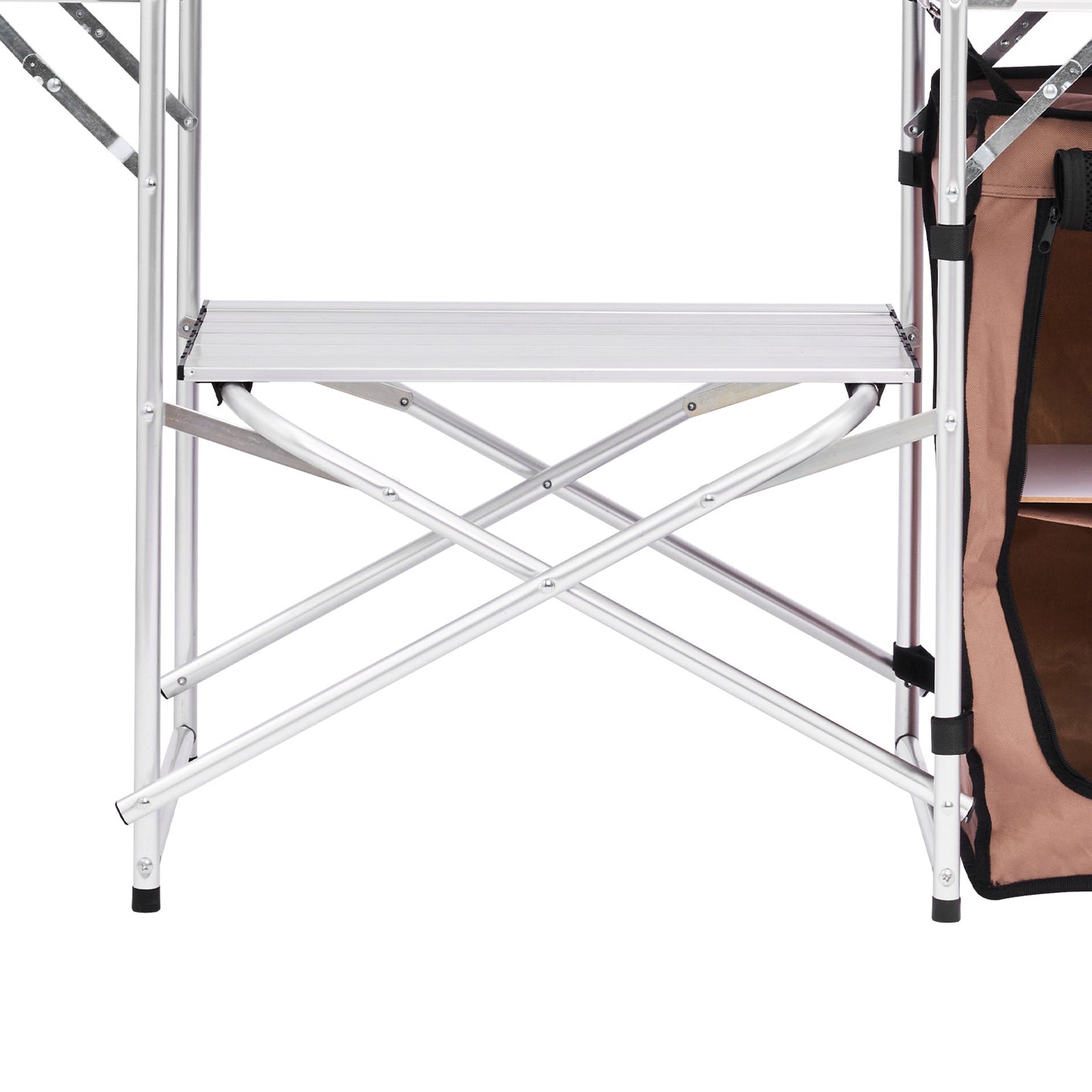 Brown Steel Outdoor Garden Table with Storage for Patio Dining