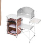 Camping Kitchen Table Picnic Cabinet Folding Cooking Storage Rack Portable Brown