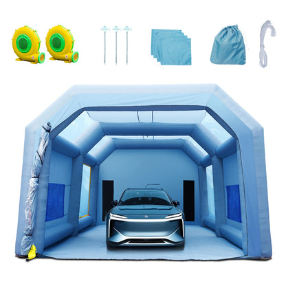 Inflatable Paint Booth, 33x20x13ft Inflatable Spray Booth, High Powerful 950W+1100W Blowers Spray Booth Tent, Car Paint Tent Air Filter System for Car Parking Tent Workstation Motorcycle Garage