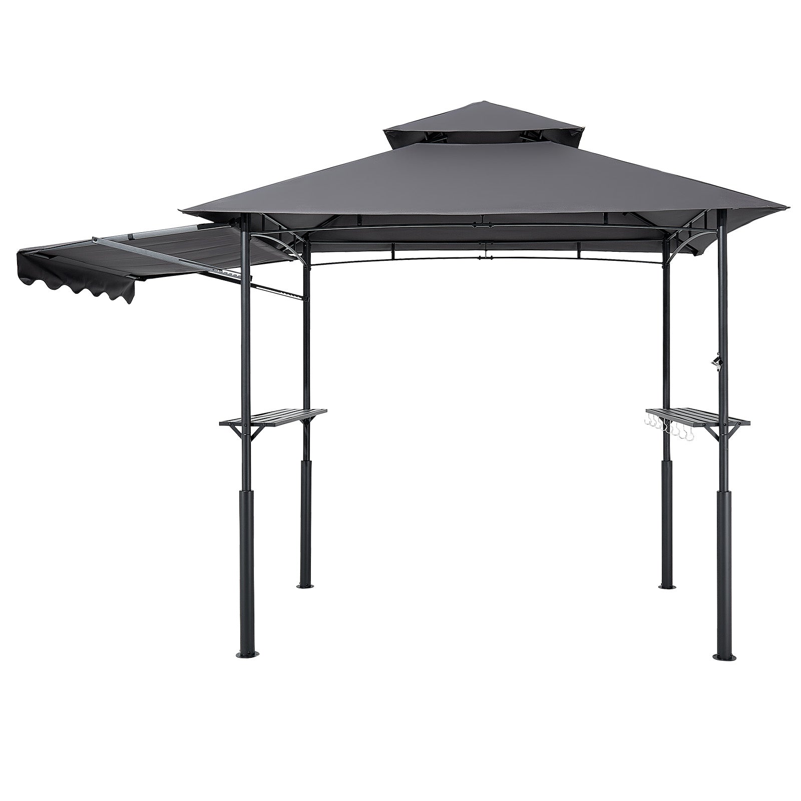 8x5 ft Dark Gray Metal BBQ Gazebo Shelter