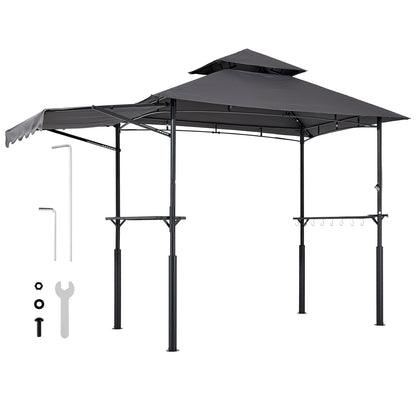 8x5 ft Dark Gray Metal BBQ Gazebo Shelter