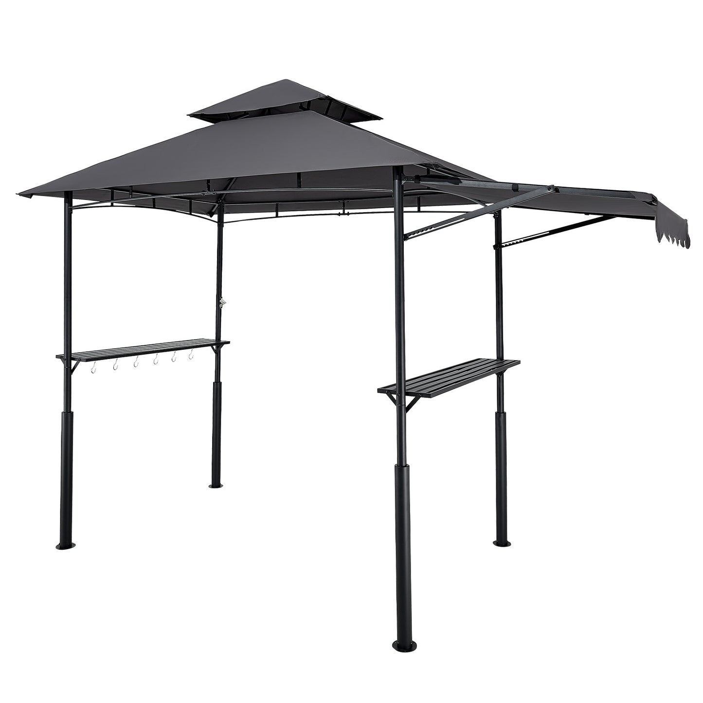 8x5 ft Dark Gray Metal BBQ Gazebo Shelter