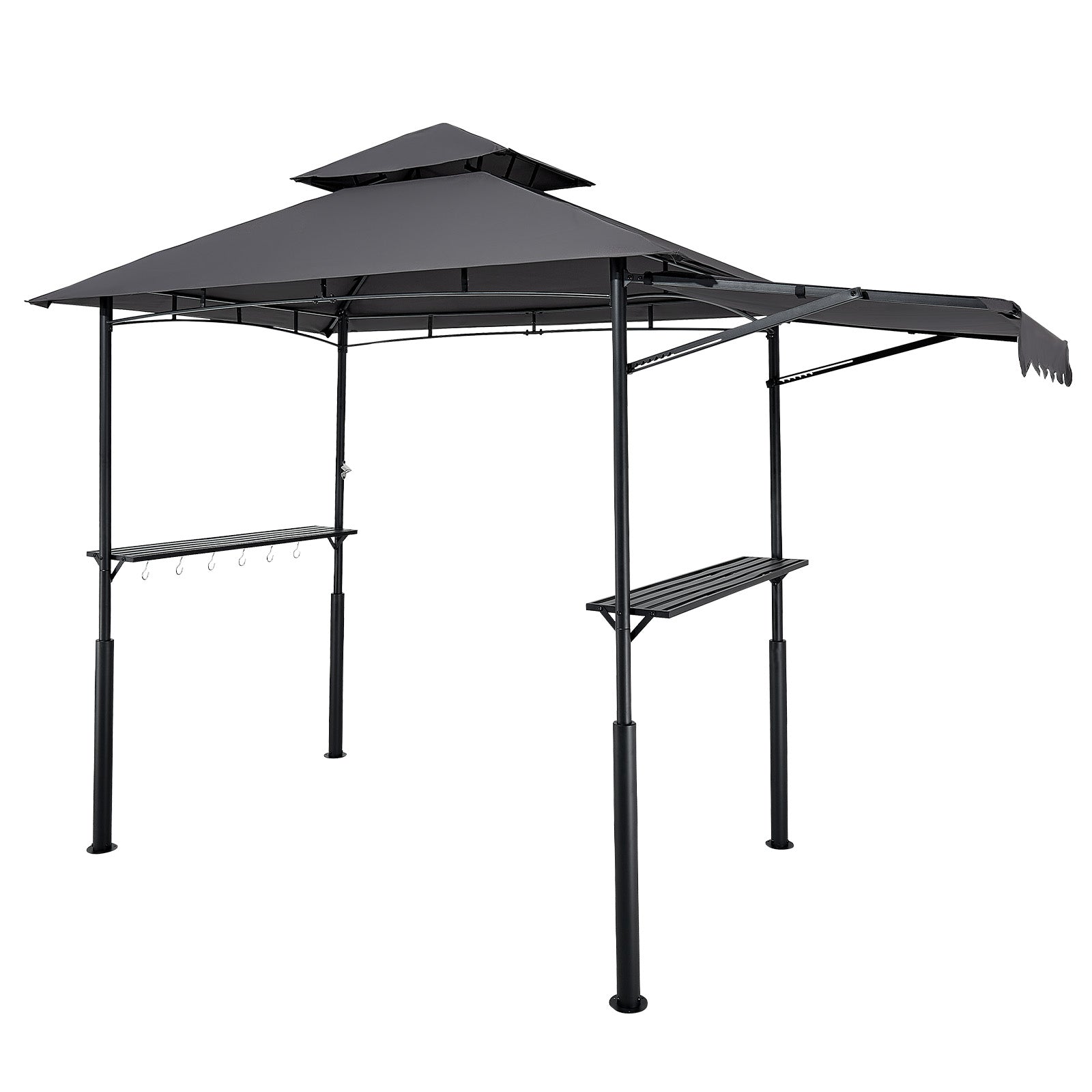 8x5 ft Dark Gray Metal BBQ Gazebo Shelter