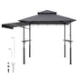 8'x5' BBQ Grill Gazebo Canopy Shelter Tent with Shelf & Awning Double-Tiered Top