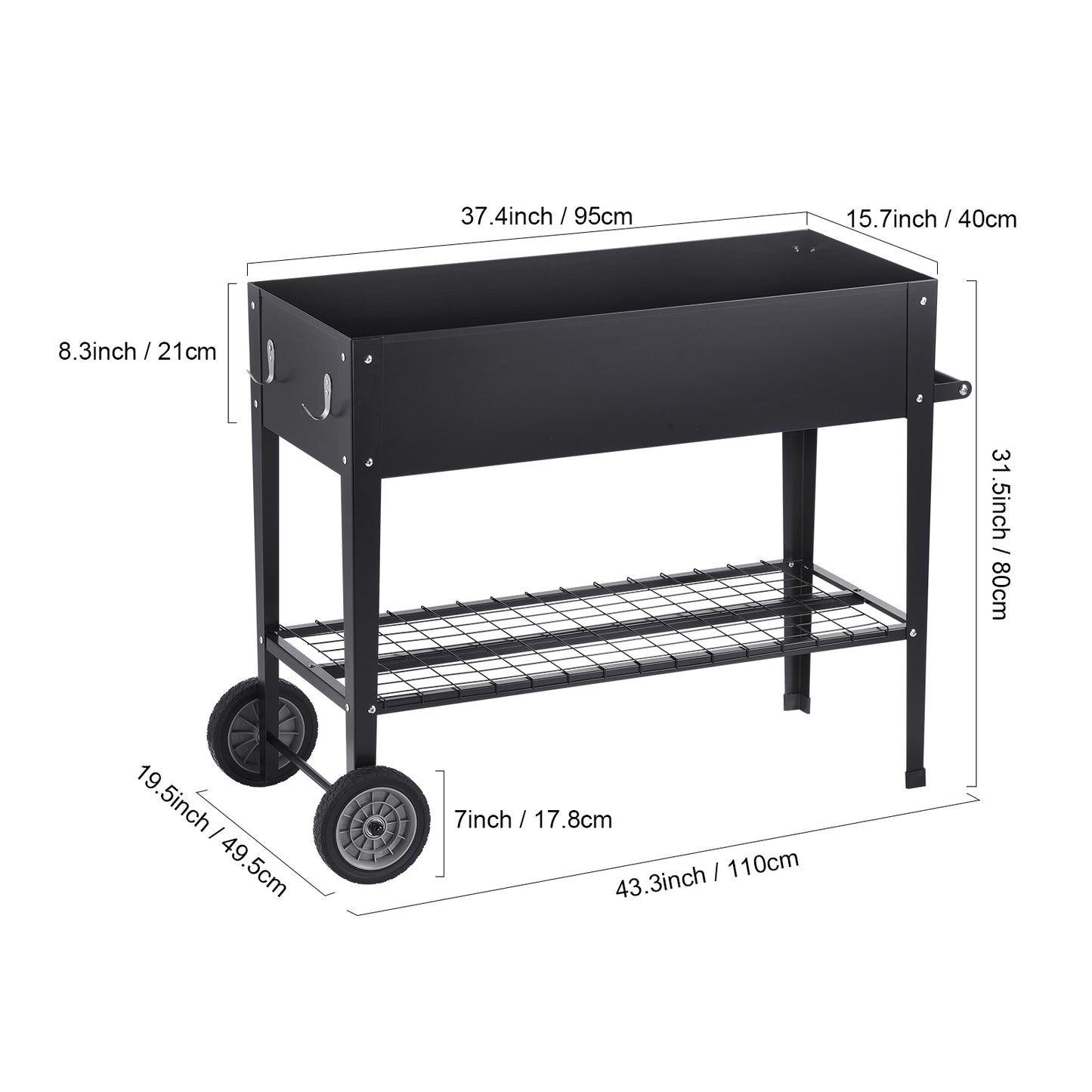 Black Iron Raised Garden Bed for Patio and Poolside Gardening